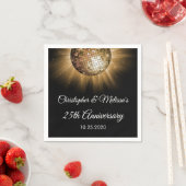 25e trouwdag gouden glinsterende discobal servet (Insitu)