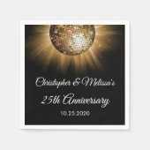 25e trouwdag gouden glinsterende discobal servet (Voorkant)