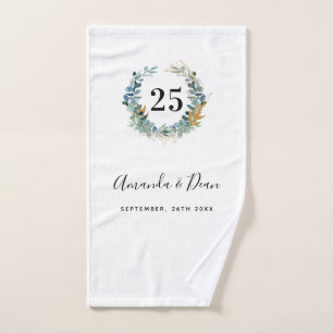 25e trouwdag met eucalyptus baard bad handdoek