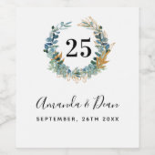 25e trouwdag met eucalyptus baard wijn etiket (Enkel label)