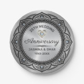 25e trouwdag sjabloon islamitisch ontwerp d papieren bordje (Voorkant)