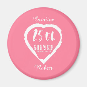 25e trouwdag traditioneel zilver magneet