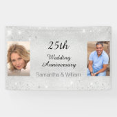 25e trouwdag zilveren foto glitter spandoek (Horizontaal)