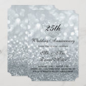 25e trouwdag zilveren glitterend hart kaart (Voorkant / Achterkant)