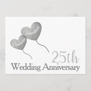 25e trouwdag zilveren hartballon kaart