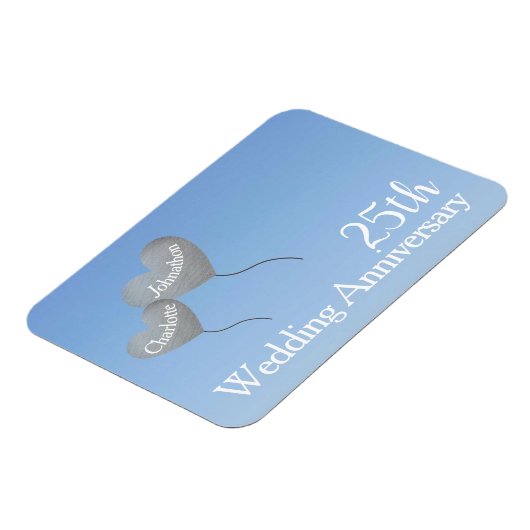 25e trouwdag zilveren hartballonnen magneet (Linkerzijde)