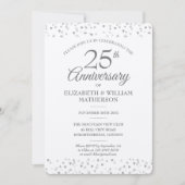 25e trouwdag zilveren harten metaalglans kaart (Voorkant)