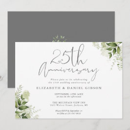 25e trouwdag zilveren schrift bloem kaart