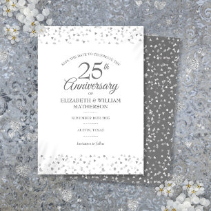 25e trouwjubileum Zilveren liefdesharten Save The Date