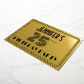 25e verjaardag — Art Deco Style "25" en naam Folie Uitnodiging (Gedraaid)
