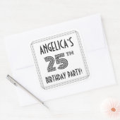 25e verjaardag: Art Deco Style + aangepaste naam Vierkante Sticker (Envelop)