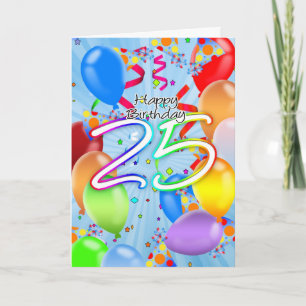 25e verjaardag - Ballon Birthday Kaart - Happy Bir