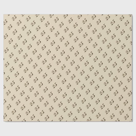 25e verjaardag Beige Goud Nummer 25 Cadeaupapier (Vlak)