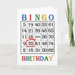 25e verjaardag Bingo kaart