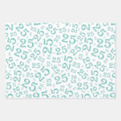 25e verjaardag Blauwgroen & wit Random Number Patt Inpakpapier Vel (Voorkant)