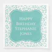 25e verjaardag Blauwgroen/witte beugel nummerpatro Servet (Voorkant)