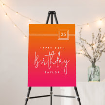 25e Verjaardag Bold Hot Pink en Sinaasappel