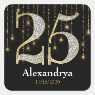 25e verjaardag Diamonds Gold Favor Tags