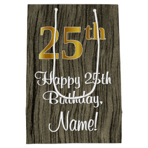 25e verjaardag: Elegant Faux Gold Kijk #, Faux Woo Medium Cadeauzakje