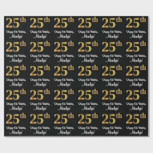 25e verjaardag: Elegant Luxe Faux Gold Look # Cadeaupapier