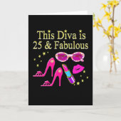 25E VERJAARDAG FABULOUS DIVA DESIGN KAART (Gele Bloem)