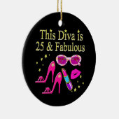 25E VERJAARDAG FABULOUS DIVA DESIGN KERAMISCH ORNAMENT (Rechts)