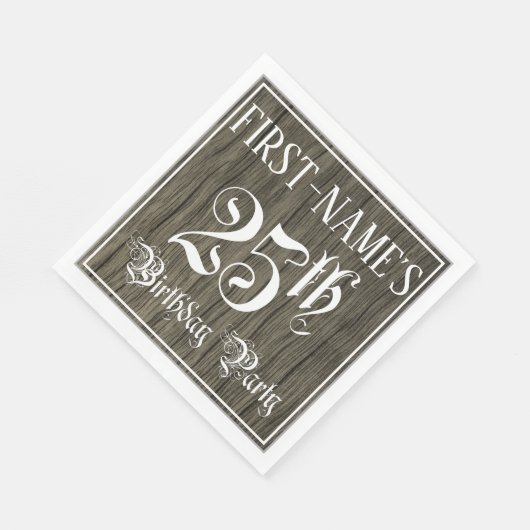 25e verjaardag — Fancy script, kijk op hout Servet (Hoek)