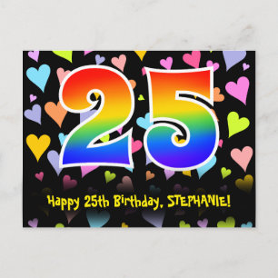 25e verjaardag: Fun Hearts-patroon, Regenboog 25 Briefkaart