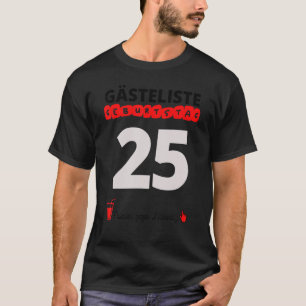 25e Verjaardag Gastenlijst Handtekening Gastenboek T-shirt