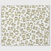 25e verjaardag Gold/White Random Number Pattern 25 Cadeaupapier (Vlak)