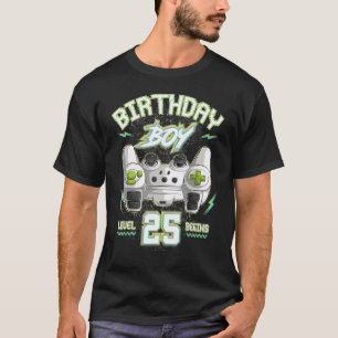 25e verjaardag Jongen Gamer Level 25 begint met vi T-shirt