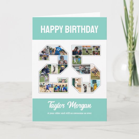 25e verjaardag Jubileum nummer 25 Fotocollage Kaart (Voorkant)