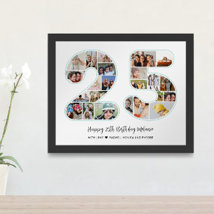 25e verjaardag Jubileum nummer 25 Fotocollage Poster