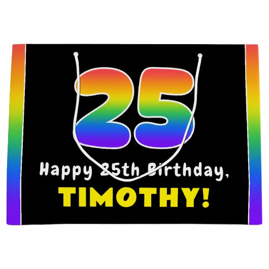 25e verjaardag: kleurrijke regenboog # 25, Naam va Groot Cadeauzakje (Voorkant)