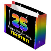 25e verjaardag: kleurrijke regenboog # 25, Naam va Groot Cadeauzakje (Voorkant Gekanteld)