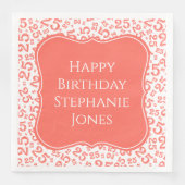 25e Verjaardag Koraal/Witte Beugel Getal Patroon Servet (Voorkant)