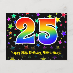 25e Verjaardag: Leuk Sterren Patroon, Regenboog 25 Briefkaart