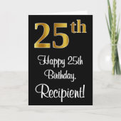 25e verjaardag ~ Luxurieuze Faux Gold-look # Kaart (Voorkant)
