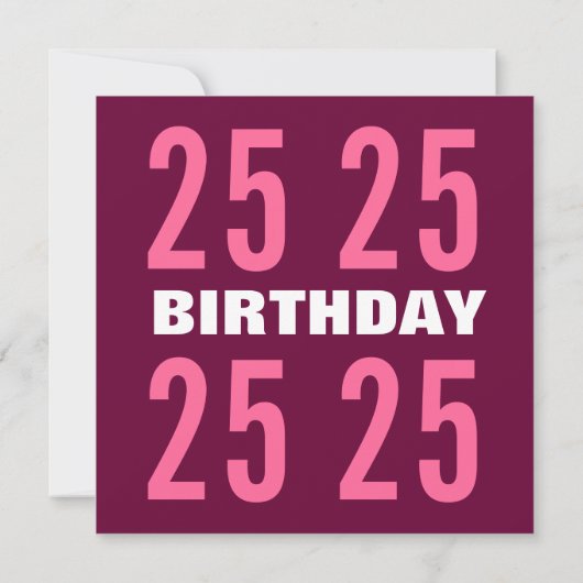 25e verjaardag Moderne wijn en roze patroon Kaart (Achterkant)