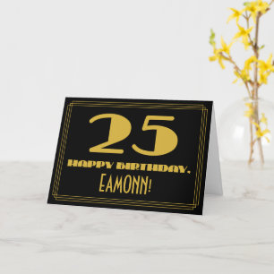 25e verjaardag: Naam + Kunstdeco Geïnspireerde loo Kaart