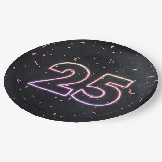 25e verjaardag Neon Sign on Black Paper Bord (Gekanteld)