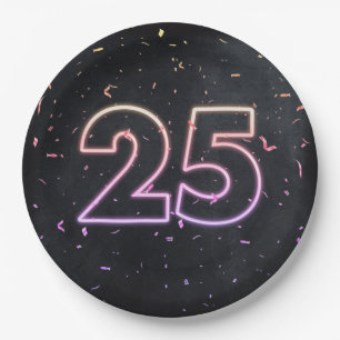 25e verjaardag Neon Sign on Black Paper Bord