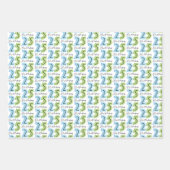 25e verjaardag nummers groen blauw inpakpapier vel (Voorkant)