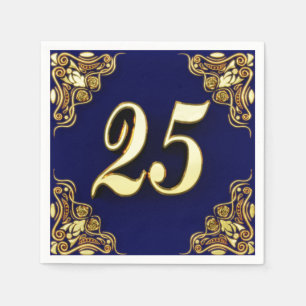 25e verjaardag of Jubileum Regal Gold en Blue Servet