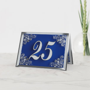 25e verjaardag of Jubileum Regal Silver Blue Kaart