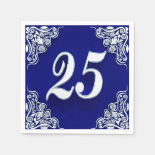 25e verjaardag of Jubileum Regal Silver Blue Servet