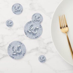 25e Verjaardag of Jubileum Regal Silver Marble Confetti