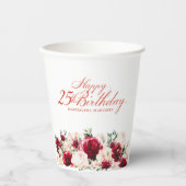 25e Verjaardag Party Red Rose Pink Peony Custom Papieren Bekers (Voorkant)