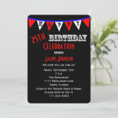 25e verjaardag Party Uitnodiging Bunting (Staand voorkant)