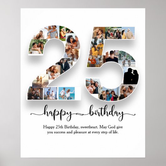25e verjaardag Photo Collage Poster (Voorkant)